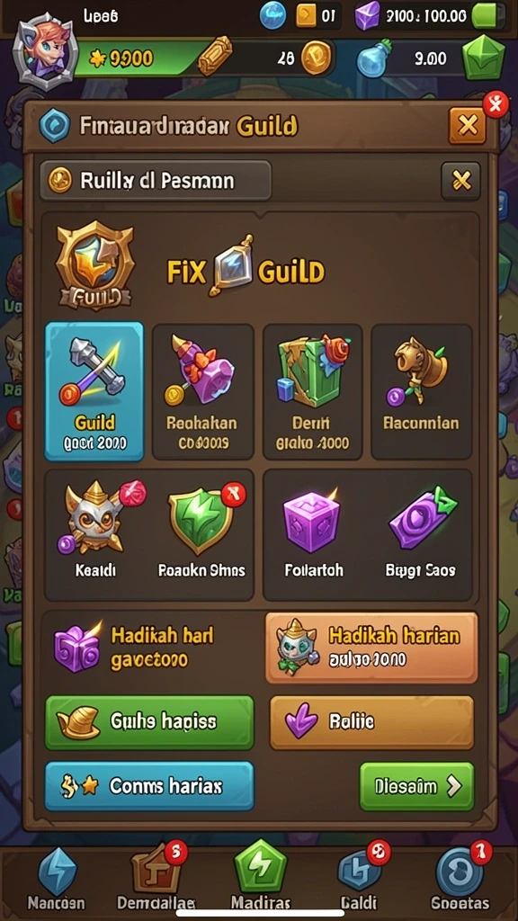Menampilkan layar utama game dengan pilihan slot.