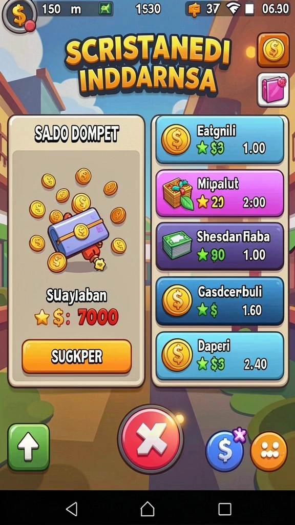 Tampilan utama aplikasi dengan banyak pilihan permainan.