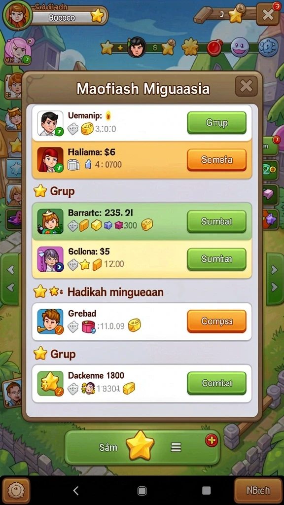 Tangkapan layar menunjukkan karakter unik dalam game.