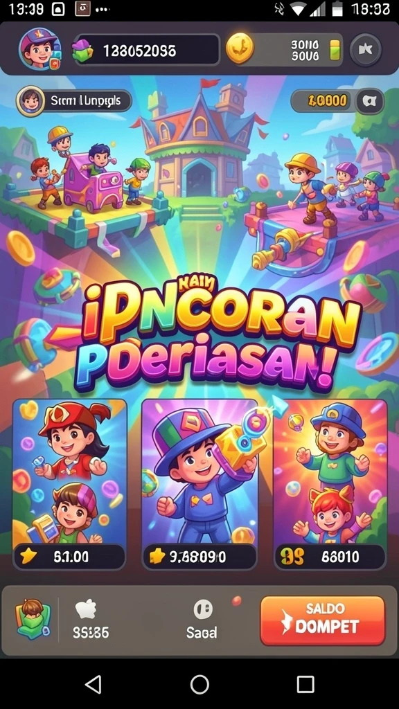 Tampilan awal permainan dengan karakter menarik.